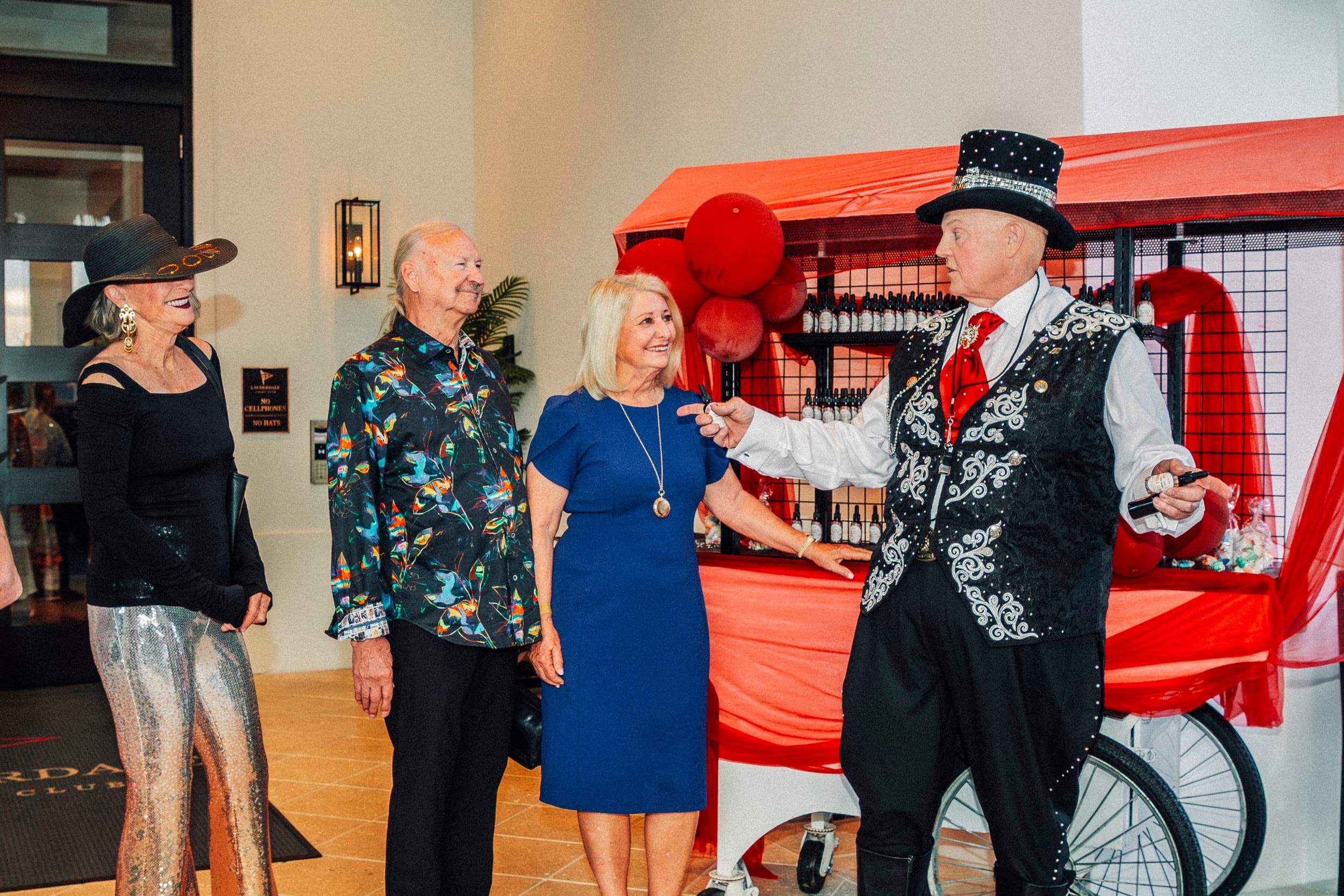 Ringmaster entertaining guests at circus event