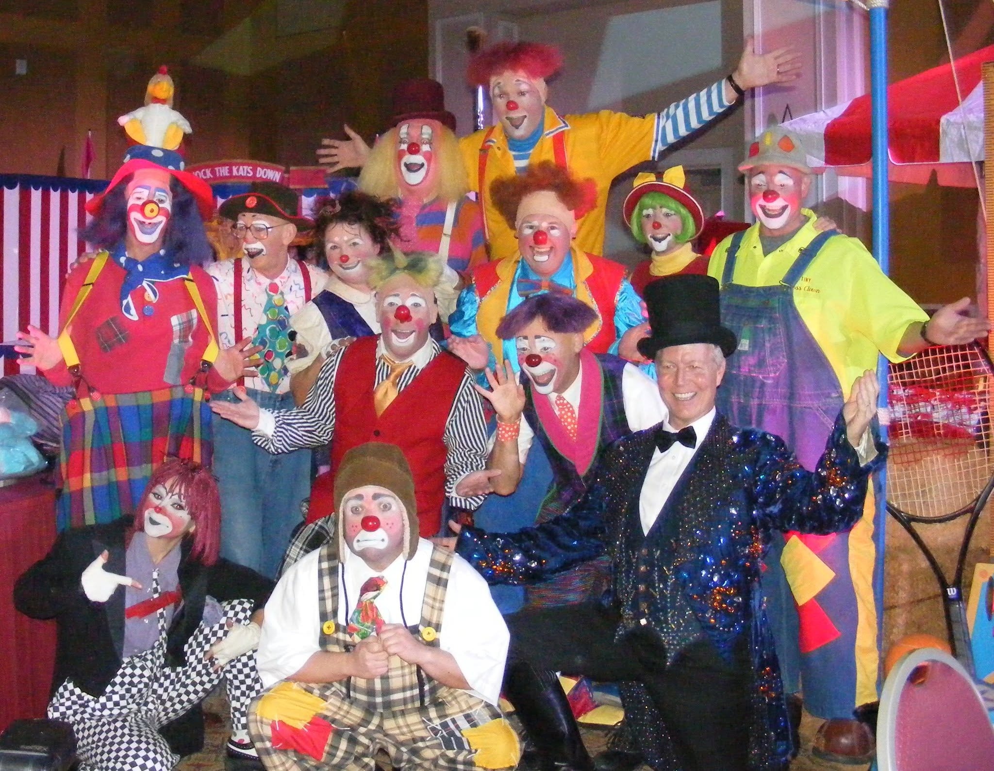 Clown troupe group photo at Orlando circus event