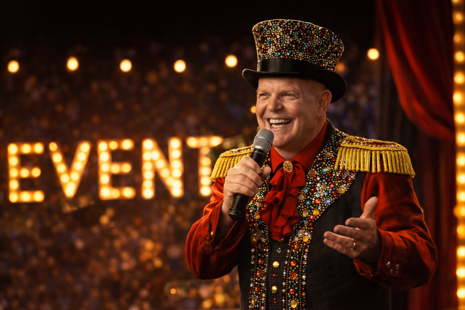 Ringmaster performing at circus event stage
